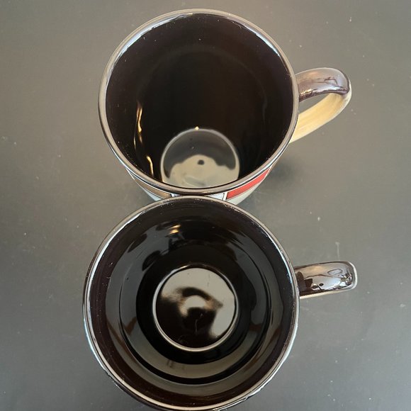 Pair of GIBSON Elite Casa Roja Stoneware Mugs w/ Small Square Glazed Tile Border - Picture 7 of 10